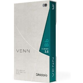 قصب الكلارينيت الاصطناعية D'Addario VENN G2 - قصب الكلارينيت Bb مع بنية قصب صناعية متقدمة من ألياف البوليمر والراتنج والعصا الطبيعية - القوة 3.5