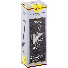 Vandoren CR6225 Bass Clarinet V.12 Reeds Strength 2.5; Box of 5, Black in Kuwait