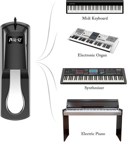 دواسة استراحة احترافية للوحة المفاتيح ودواسة البيانو - لوحة مفاتيح Ait-u حديثة لدواسة البيانو مع مفتاح قطبي 1/4 بوصة للوحات المفاتيح ميدي وبيانو رقمي ولوحة مفاتيح إلكترونية in Kuwait