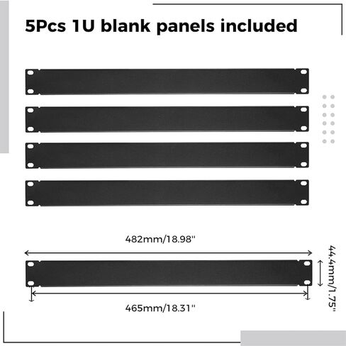 هومايسون 5 قطع من اللوحات الفارغة 1U - لوحة حشو معدنية للتثبيت على الرف لخزانة رف الخادم مقاس 19 انش او العلبة in Kuwait