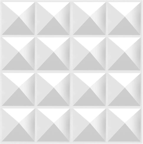 TroyStudio Acoustic Sound Diffuser Panels, 12 X 12 X 1 inches 8 Pcs PVC Plastic Wall Panel, Recording Studio Acoustical Treatments Diffusion panel, 3d Art Decorative Ceiling Tiles (Pyramid, White) in Saudi Arabia