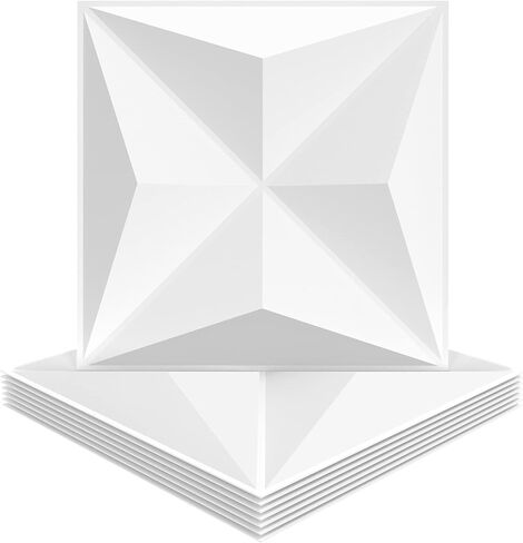 TroyStudio Acoustic Sound Diffuser Panels, 12 X 12 X 1 inches 8 Pcs PVC Plastic Wall Panel, Recording Studio Acoustical Treatments Diffusion panel, 3d Art Decorative Ceiling Tiles (Pyramid, White) in Saudi Arabia