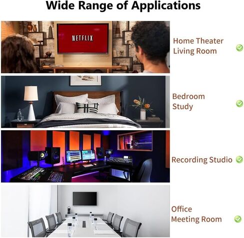 لوحات صوتية كبيرة من Uoisaiko مقاس 16 بوصة × 12 بوصة، 6 عبوات حشوة مقاومة للصوت عالية الكثافة، لوحات جدارية عازلة للصوت لسقف الاستوديو والمكتب المنزلي والمعالجة الصوتية in Kuwait