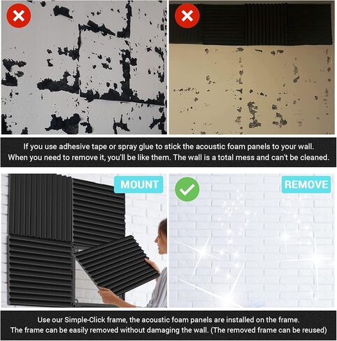 اطارات الواح فوم عازلة للصوت، تركيب وازالة لوحات المعالجة الصوتية، اطارات خاصة بنقرة بسيطة، تصميم معياري، سهلة الاضافة والازالة in Kuwait