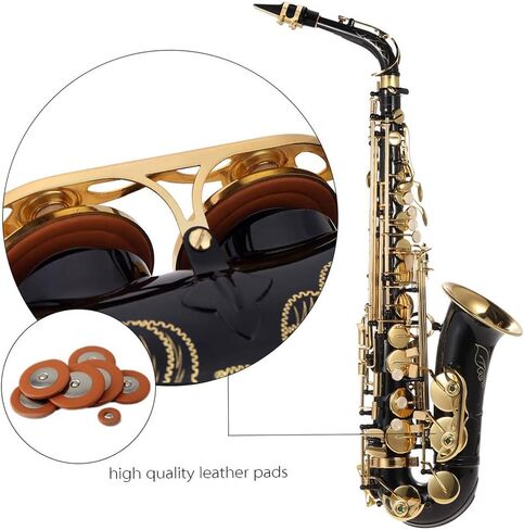 Sumina Eb Alto Saxophone نحاس مطلي بالذهب E مسطح Sax 82Z نوع مفتاح آلة النجارة مع فرشاة تنظيف قفازات قماش حزام مبطن in Saudi Arabia