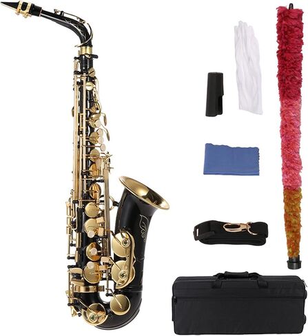 Sumina Eb Alto Saxophone نحاس مطلي بالذهب E مسطح Sax 82Z نوع مفتاح آلة النجارة مع فرشاة تنظيف قفازات قماش حزام مبطن in Saudi Arabia