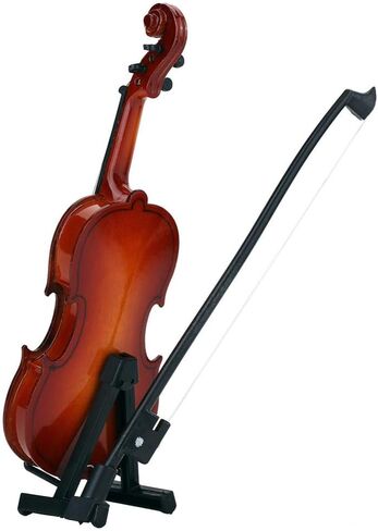 كمان خشبي مصغر، كمان صغير خشبي عرض نموذج مع حامل القوس وجراب زخرفة موسيقية حرفة لتزيين المنزل هدية عيد ميلاد in Kuwait