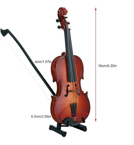 كمان خشبي مصغر، كمان صغير خشبي عرض نموذج مع حامل القوس وجراب زخرفة موسيقية حرفة لتزيين المنزل هدية عيد ميلاد in Kuwait