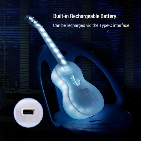 جيتار متوهج من Moreup ، 58.42 سم LED ضوء شفاف من ألياف الكربون Hawaiian Uke مع حقيبة ضجيج مجموعة هدايا موالف رقمي الكل في واحد in Kuwait