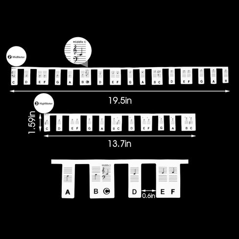 ملصقات ملاحظات لوحة مفاتيح البيانو من السيليكون قابلة للإزالة، ملصقات لوحة مفاتيح البيانو للأطفال المبتدئين، 61 مفتاحًا 1:1 دليل ملاحظات البيانو بالحجم الكامل بدون لصق للمبتدئين، ملصقات مفاتيح البيانو القابلة للإزالة (أسود) in Kuwait