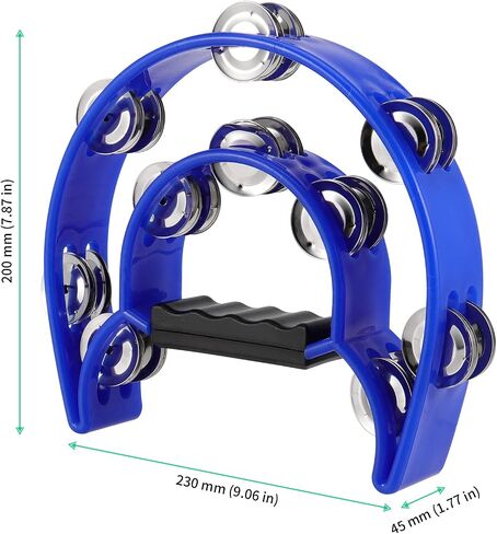 FUNSUEI 6 Pack Double Row Tambourine, Half Moon Handheld Tambourine, Metal Jingles Hand Held Percussion Plastic Musical Tambourine for Church, Party, Band, 6 Colors in Saudi Arabia
