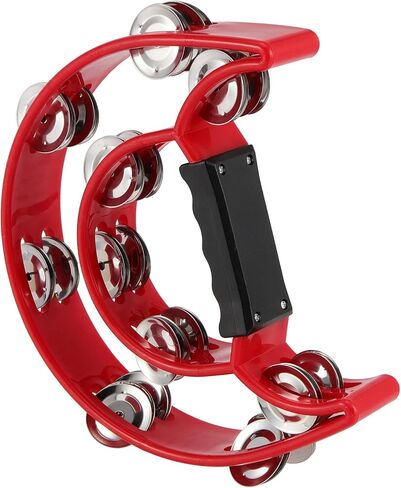 FUNSUEI 6 Pack Double Row Tambourine, Half Moon Handheld Tambourine, Metal Jingles Hand Held Percussion Plastic Musical Tambourine for Church, Party, Band, 6 Colors in Saudi Arabia