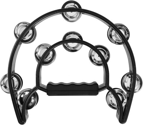FUNSUEI 6 Pack Double Row Tambourine, Half Moon Handheld Tambourine, Metal Jingles Hand Held Percussion Plastic Musical Tambourine for Church, Party, Band, 6 Colors in Saudi Arabia
