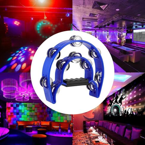 FUNSUEI 6 Pack Double Row Tambourine, Half Moon Handheld Tambourine, Metal Jingles Hand Held Percussion Plastic Musical Tambourine for Church, Party, Band, 6 Colors in Saudi Arabia