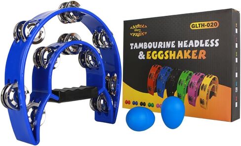 Glory Double Row Tambourine, Half Moon Double Row Metal Jingles Hand Held Instruments Percussion with Handle Grip, Tambourines for Adults, Party,Gift,Black in Saudi Arabia