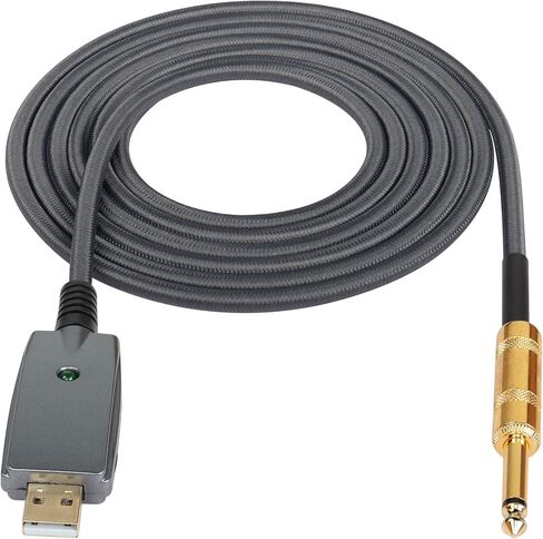 SinLoon USB Guitar Cable,10FT USB 2.0 Interface Male to 6.35mm (1/4inch) TS Mono Electric Guitar Converter Cable, Nylon Braid Recording Cable, for Instruments Recording Singing (USB to 6.35 Gold) in Saudi Arabia