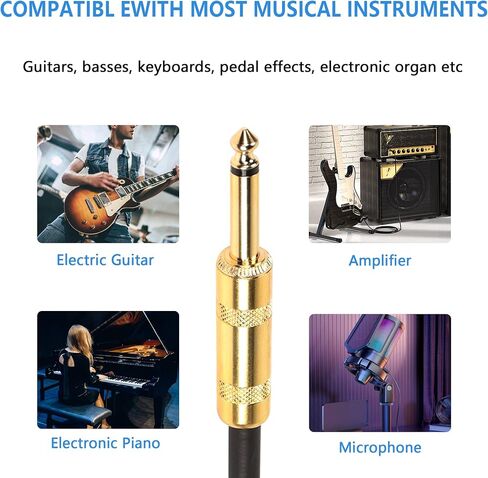 SinLoon USB Guitar Cable,10FT USB 2.0 Interface Male to 6.35mm (1/4inch) TS Mono Electric Guitar Converter Cable, Nylon Braid Recording Cable, for Instruments Recording Singing (USB to 6.35 Gold) in Saudi Arabia