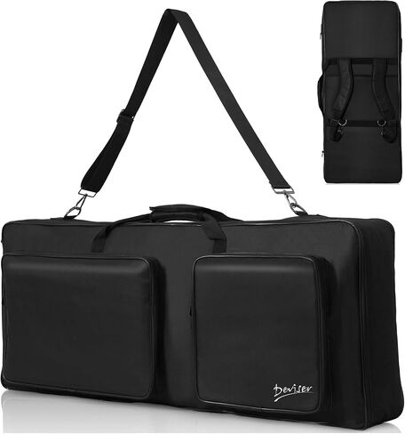 حافظة كيبورد بـ61 مفتاح بخياطة جيدة وبطانة سميكة 10 ملم مقاس 40 انش × 16.9 انش × 5.5 انش، حافظة بيانو بمقابض اسفنجية واحزمة كتف قابلة للازالة وشنطة ظهر مبطنة للكيبورد الكهربائي مع 3 طرق للحمل in Kuwait