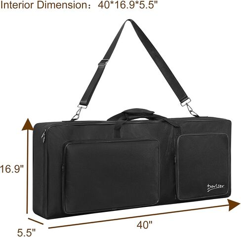 حافظة كيبورد بـ61 مفتاح بخياطة جيدة وبطانة سميكة 10 ملم مقاس 40 انش × 16.9 انش × 5.5 انش، حافظة بيانو بمقابض اسفنجية واحزمة كتف قابلة للازالة وشنطة ظهر مبطنة للكيبورد الكهربائي مع 3 طرق للحمل in Kuwait