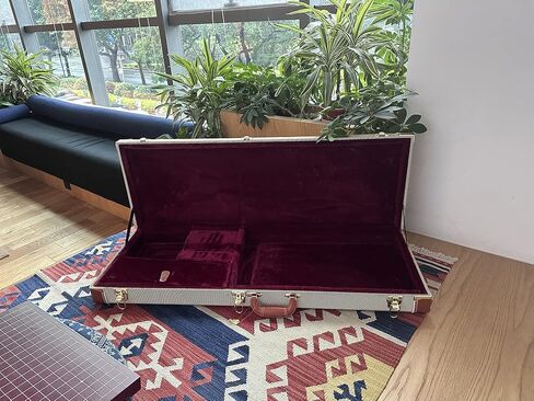 ST Upgraded High Grade Electric Guitar Square Hard Case Microgroove Flat Tweed for ST TL Style With Lock Latch Padding (Black) in Saudi Arabia