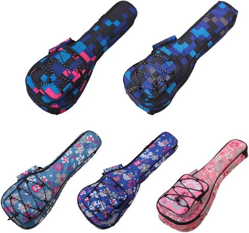 HOT SEAL Waterproof Durable Colorful Ukulele Cotton Case Bag with Storage (21in, black) in Kuwait
