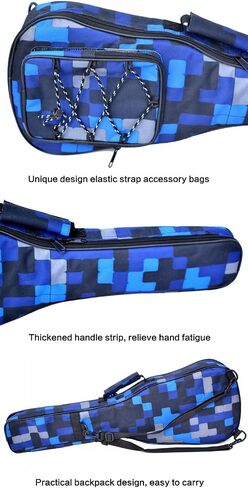 HOT SEAL Waterproof Durable Colorful Ukulele Cotton Case Bag with Storage (21in, black) in Kuwait