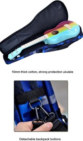 HOT SEAL Waterproof Durable Colorful Ukulele Cotton Case Bag with Storage (21in, black) in Kuwait