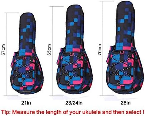 HOT SEAL Waterproof Durable Colorful Ukulele Cotton Case Bag with Storage (21in, black) in Kuwait