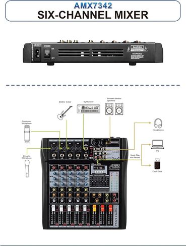 Audio2000'S AMX7342 Six-Channel Audio Mixer with USB Interface and Sound Effect in Saudi Arabia