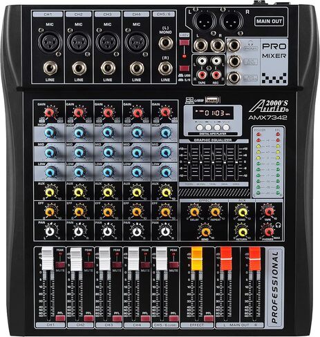 Audio2000'S AMX7342 Six-Channel Audio Mixer with USB Interface and Sound Effect in Saudi Arabia