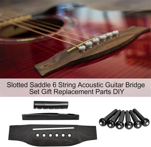 6 String Acoustic Guitar Bridge Set Guitar Bridge Guitar Pin Nut Guitar Up Bottom Saddle Set in Saudi Arabia