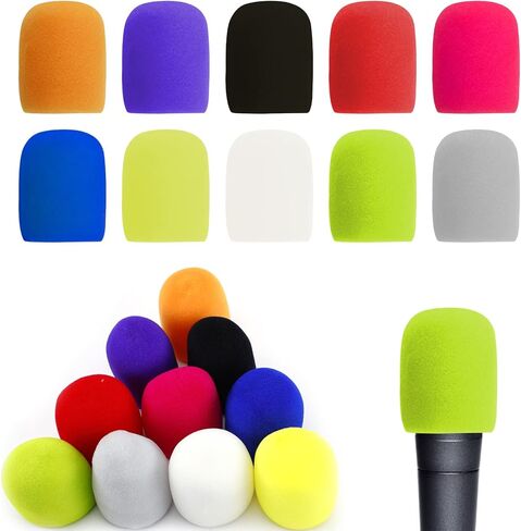 20 قطعة من اغطية الميكروفون الملونة للميكروفون قابلة لاعادة الاستخدام تناسب معظم الميكروفونات القياسية المحمولة (10 الوان) in Kuwait