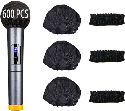 Bigemo 600 قطعة غطاء ميكروفون للاستعمال مرة واحدة - غطاء ميكروفون للاستعمال مرة واحدة مع غطاء حماية فردي للميكروفون غير المنسوج للشاشة الأمامية لـ KTV، الكاريوكي، استوديو التسجيل، أداء المسرح in Kuwait