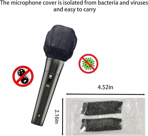 Bigemo 600 قطعة غطاء ميكروفون للاستعمال مرة واحدة - غطاء ميكروفون للاستعمال مرة واحدة مع غطاء حماية فردي للميكروفون غير المنسوج للشاشة الأمامية لـ KTV، الكاريوكي، استوديو التسجيل، أداء المسرح in Kuwait