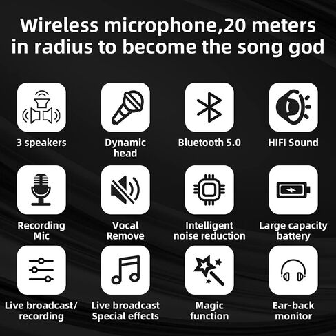 ميكروفون كاريوكي 27 وات لاسلكي بلوتوث كاريوكي ميكروفون 5 في 1 محمول محمول كاريوكي ميكروفونات مكبر صوت مع 3 مكبرات صوت للأطفال والكبار في المنزل وحفلات أعياد الميلاد in Kuwait