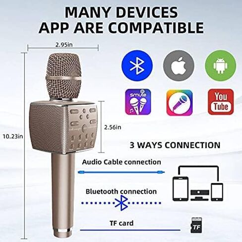 ميكروفون كاريوكي 27 وات لاسلكي بلوتوث كاريوكي ميكروفون 5 في 1 محمول محمول كاريوكي ميكروفونات مكبر صوت مع 3 مكبرات صوت للأطفال والكبار في المنزل وحفلات أعياد الميلاد in Kuwait