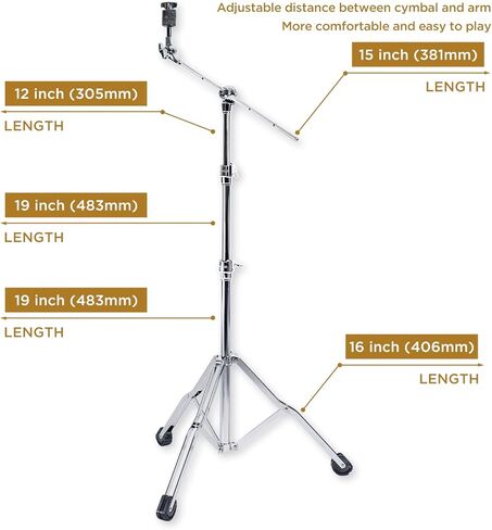 GIOCO Boom Cymbal Stand with Sturdy Double-Braced Legs, Three-Tier Height Adjustment(22"-49") in Saudi Arabia