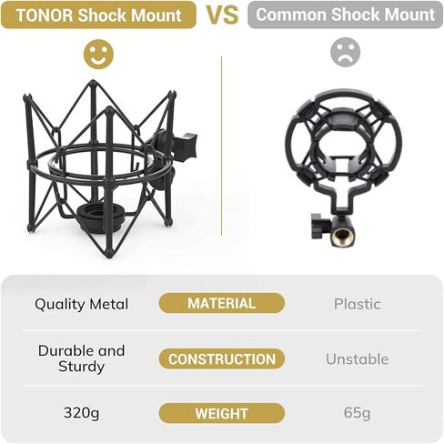 مجموعة ميكروفون TONOR USB، ميكروفون كمبيوتر مكثف قلبي للبودكاست للألعاب، فيديو يوتيوب، تسجيل الموسيقى، الصوت، حزمة ميكروفون الاستوديو مع حامل ذراع التعديل (TC40) in Kuwait