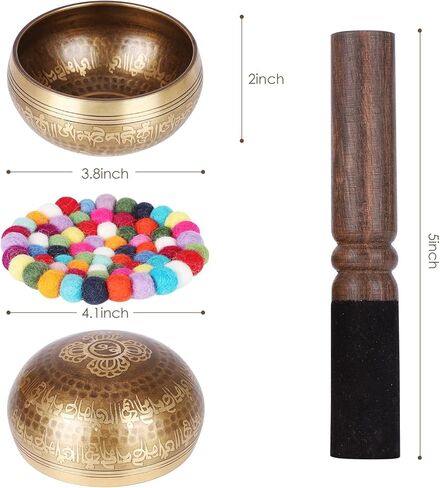 مجموعة وعاء الغناء من تيبت وعاء صوت مصنوع يدويًا من أجل التأمل والشفاء من القشور in Kuwait