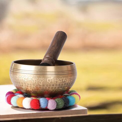 مجموعة وعاء الغناء من تيبت وعاء صوت مصنوع يدويًا من أجل التأمل والشفاء من القشور in Kuwait