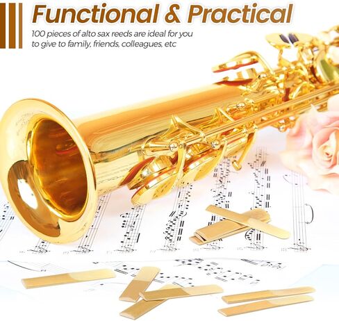 Nuenen 100 Pieces Alto Saxophone Reeds Size 2.5 Saxophone Reed Strength 2.5 Alto Sax Reeds for Alto Saxophone with Individual Protective Cover for Beginners Educators Students Instrument Accessories in Saudi Arabia