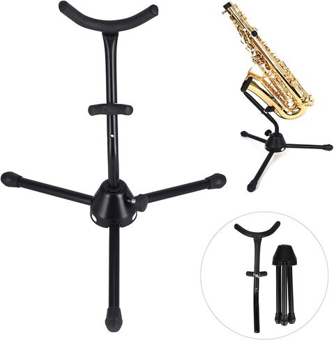 حامل ألتو ساكسفون، حامل ساكسفون قابل للطي، آلة موسيقية محمولة، تصميم قاعدة مثلثة، يوفر المساحة، تركيب بسيط in Kuwait