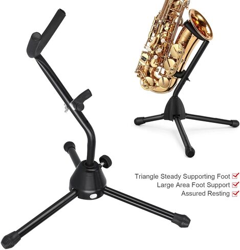 حامل ألتو ساكسفون، حامل ساكسفون قابل للطي، آلة موسيقية محمولة، تصميم قاعدة مثلثة، يوفر المساحة، تركيب بسيط in Kuwait