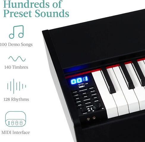 Best Choice Products بيانو رقمي كامل الحجم مزود بـ 88 مفتاحًا، مجموعة لوحة مفاتيح إلكترونية لجميع مستويات الخبرة مع حامل U، 3 وحدة دواسات مستدامة، مقعد، غطاء لوحة مفاتيح، 2 مقابس سماعة رأس in Kuwait