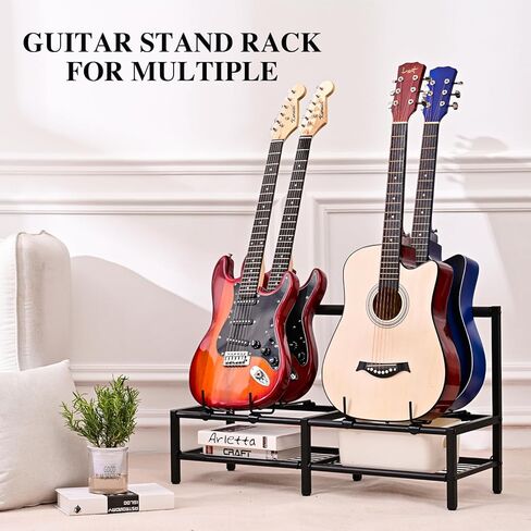 حامل جيتار أرضي قابل للتعديل لعرض العديد من الجيتارات، حامل أرضي جيتار مع مطاط غير قابل للانزلاق وأذرع إسفنجية ناعمة، 4 حامل عرض جيتار للصوت والكهرباء والباس والقيثارة لتزيين استوديو الموسيقى المنزلي in Kuwait