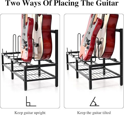 حامل جيتار أرضي قابل للتعديل لعرض العديد من الجيتارات، حامل أرضي جيتار مع مطاط غير قابل للانزلاق وأذرع إسفنجية ناعمة، 4 حامل عرض جيتار للصوت والكهرباء والباس والقيثارة لتزيين استوديو الموسيقى المنزلي in Kuwait