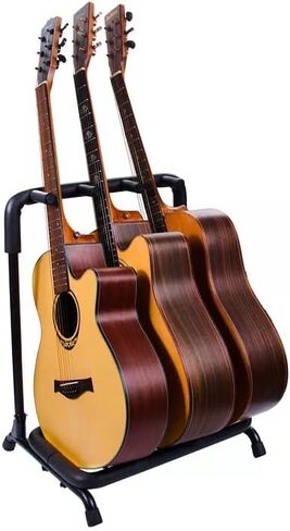 حامل حامل جيتار متعدد من Superlative؛ حامل عرض قابل للطي لـ 3 جيتار؛ شاشة عرض باس كهربائية تحمل ما يصل إلى ثلاثة ألوان سوداء in Kuwait