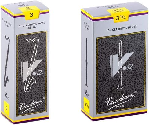 Vandoren CR6225 Bass Clarinet V.12 Reeds Strength 2.5; Box of 5, Black in Kuwait