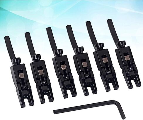 EXCEART 6 قطع غيتار بريدج سرج غيتار كهربائي Tremolo Roller Bridge مع مفتاح قضيب تروس لغيتار كهربائي باس (أسود) in Kuwait