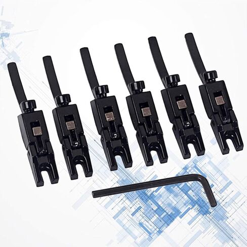 EXCEART 6 قطع غيتار بريدج سرج غيتار كهربائي Tremolo Roller Bridge مع مفتاح قضيب تروس لغيتار كهربائي باس (أسود) in Kuwait